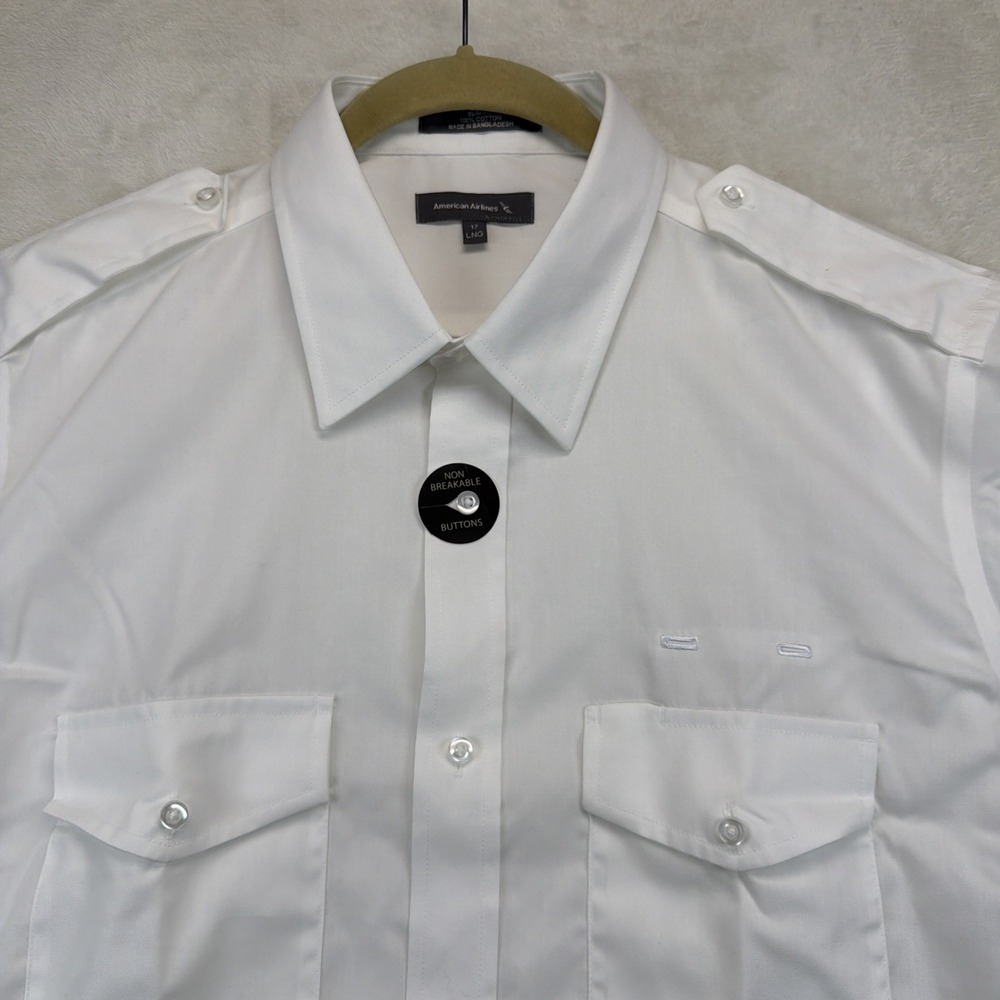 American Airlines Uniform‎ Shirt Lot 2 Men's 17 Long White Short Sleeve NWOT
